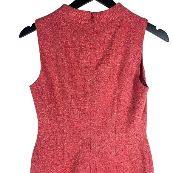 Hobbs London Sleeveless Wool Silk Blend Tweed Shift Dress in Red Size UK 8 US 4 - Picture 8 of 10